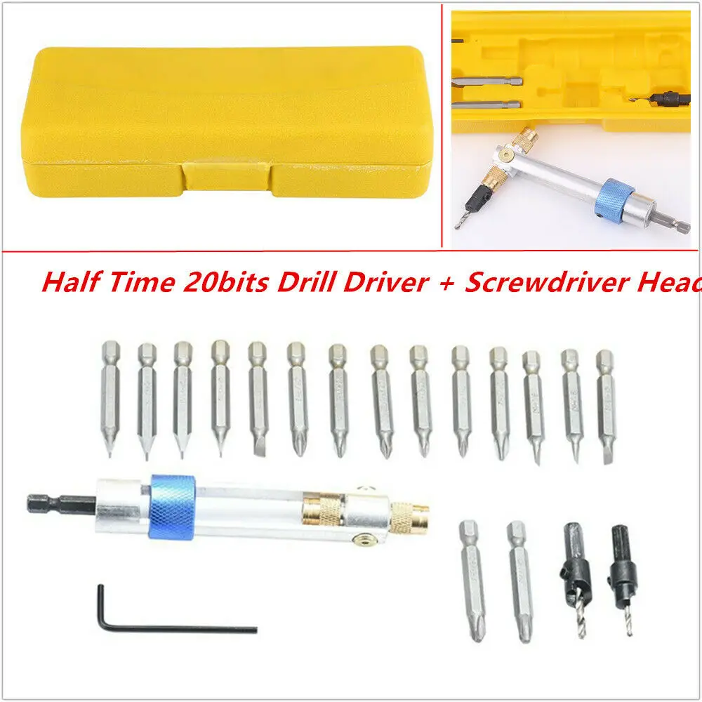 Half Time Drill 20bits High Speed Drill Driver Screwdriver Head Tools 