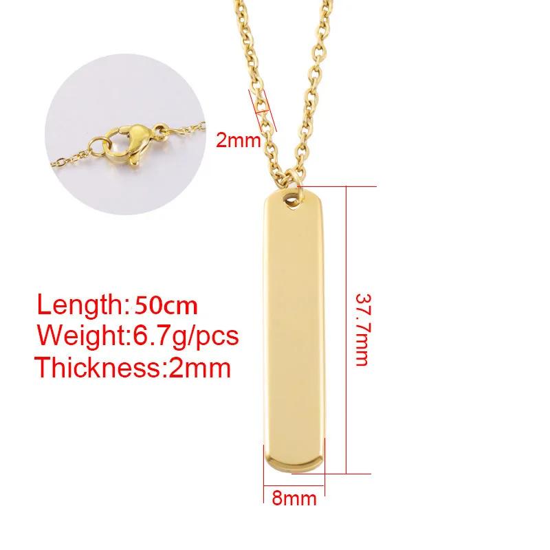 Gold Rectangle Bar Necklace