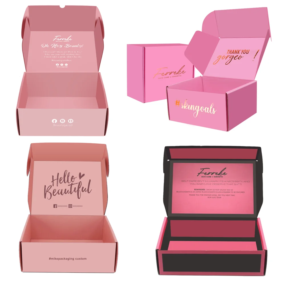 Custom Logo Pink Corrugated Carton Shipping Box Mailer Box Cardboard ...