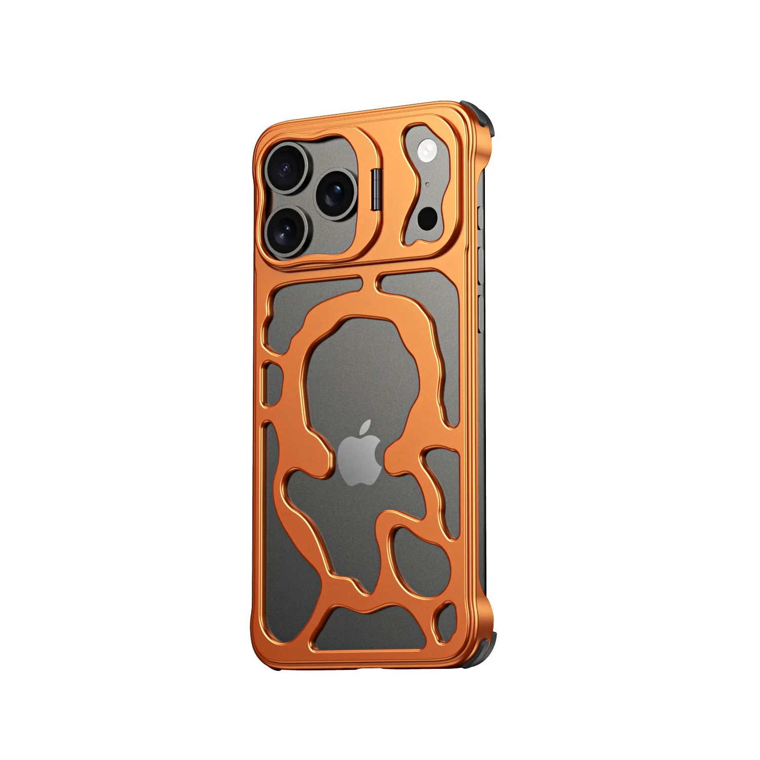 Magnetic Aluminum Alloy Hollow Rimless Case for iPhone 16 14 15 17 Pro Max 17 Pro Lens Holder Metal Heat Dissipation Shockproof