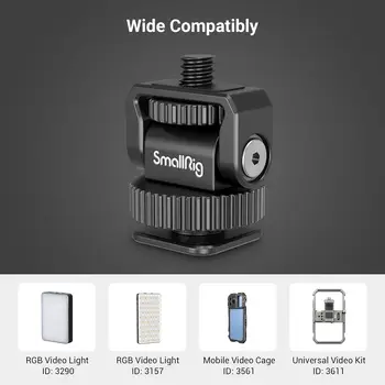 SmallRig 1/4" Mini Ball Head Cold Shoe Mount Adapter with 1/4"-20 Thread for Camera Phone Cage LED Video Light-3577 detail image