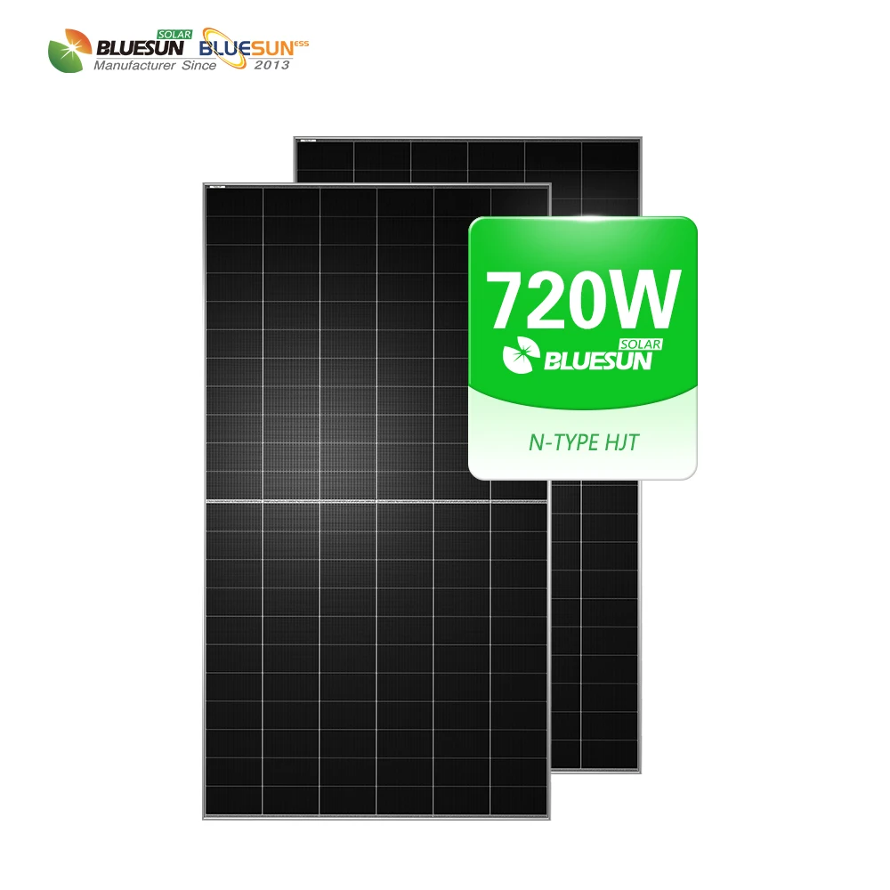 For Bluesun Shingled Solar Panels High Power N Type 700W/720W 132 Cells Black for Energy Storage System