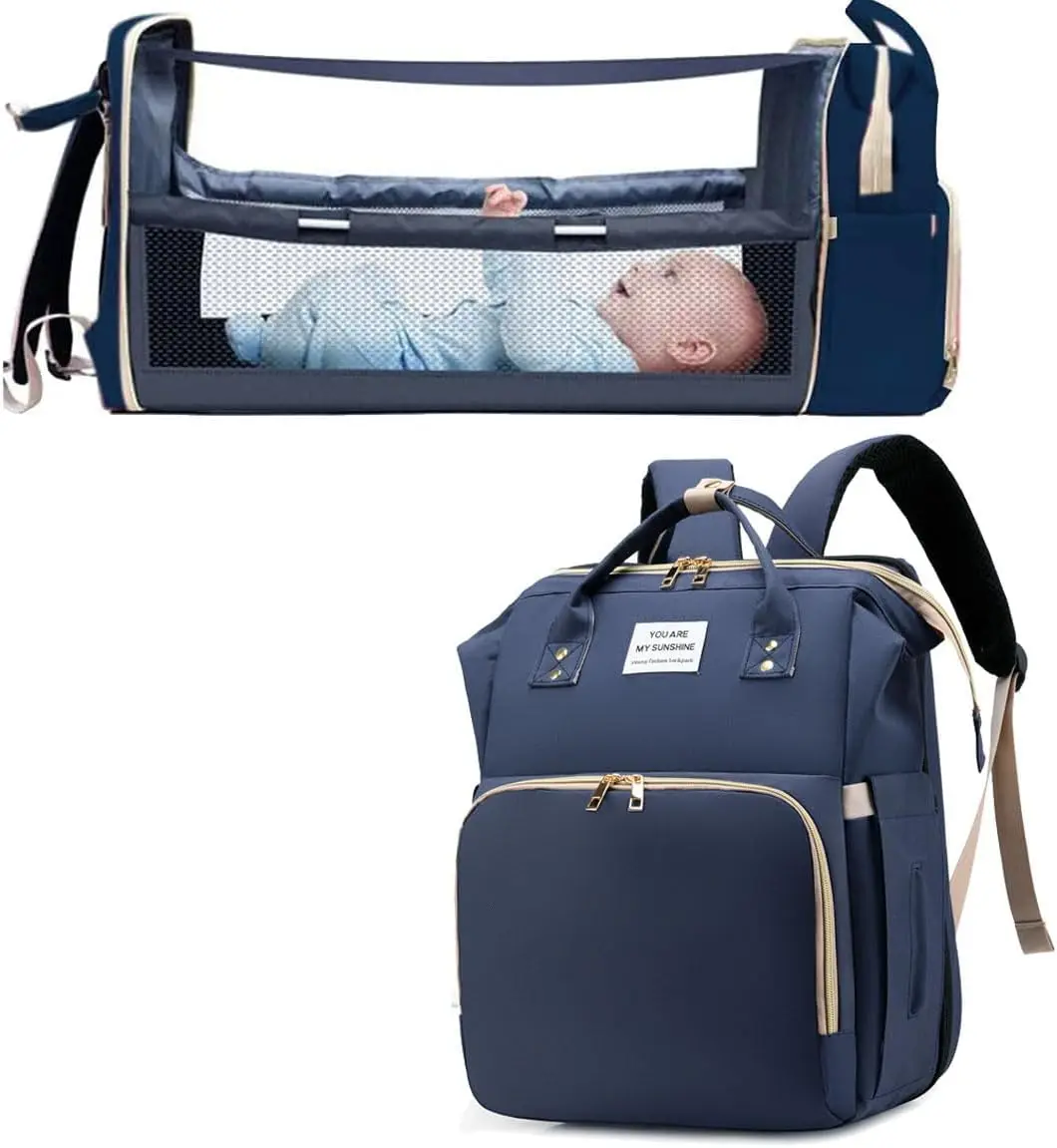 baby travel bed backpack Folding Crib Large-capacity two main compartments Waterproof foldable travel backpack with