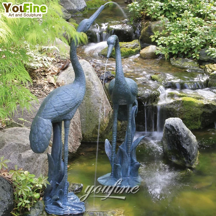 Life Size Outdoor Animal Casting Bronze Heron Statue Sculpture for Garden Yard