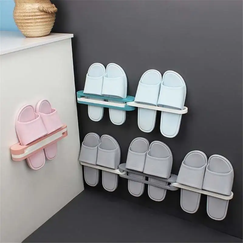 Bathroom Rack Wall Mounted Shoe Organizer Rack Folding Shoe Hanger Storage Holder for Bedroom Shower Room 3 in 1 Shoe Rack