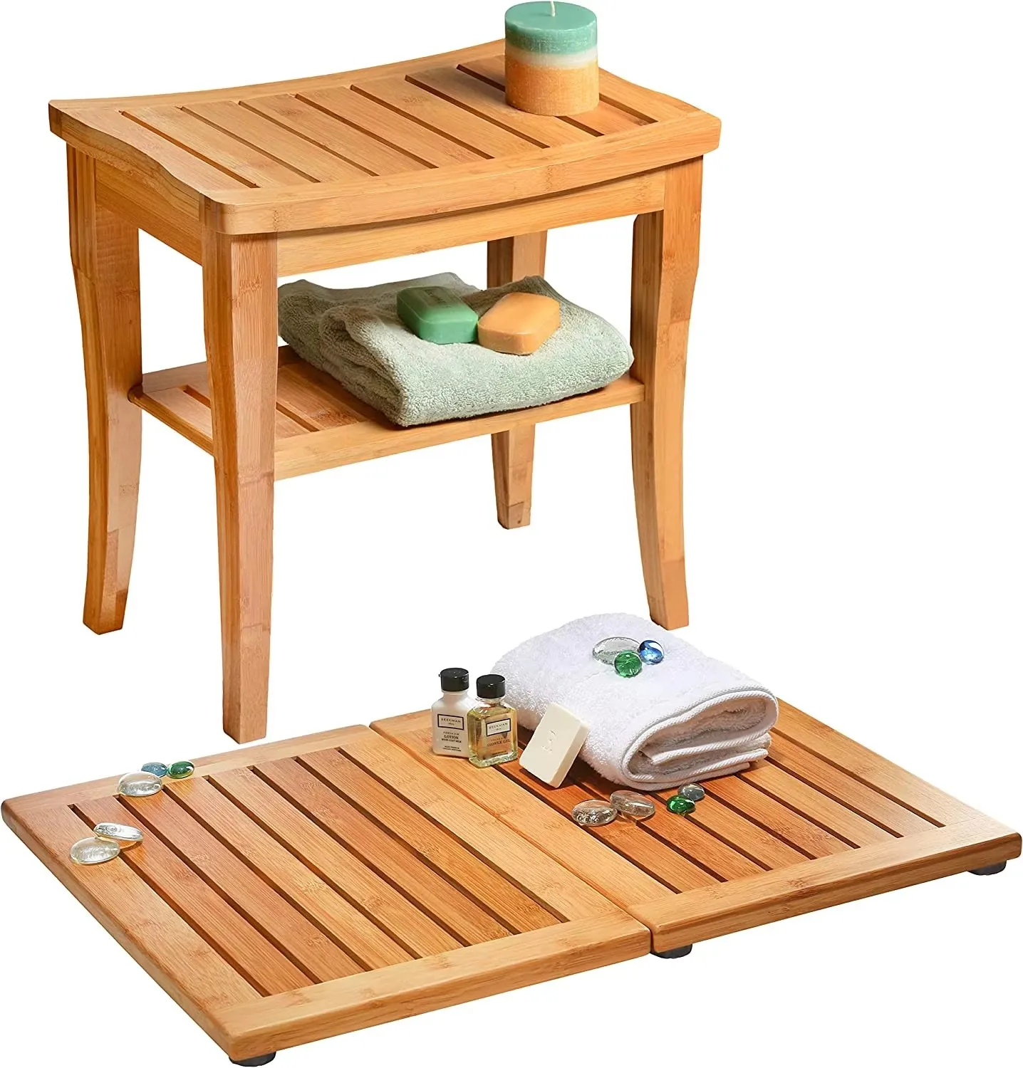 Customized Modern Bamboo Stool Anti-Slip Waterproof Living Room Furniture Bath Chair Storage Bench Bathroom Accessories