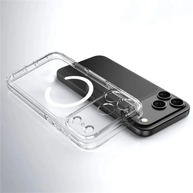 Luxury Clear Shockproof Magnetic Mobile phone Case for iPhone 17 Air  17 Pro Max Wireless Charging Shockproof Hard Back Cover