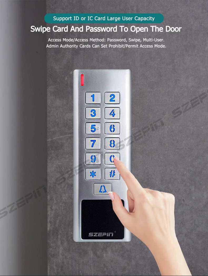 Ip67 Waterproof Metal Rfid EM Keypad Standalone Access Control Flap Access Control Gate Access Control System Rfid Keyfob