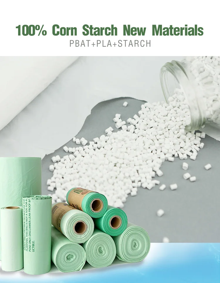 Biodegradable Garbage Trash Bags Pla Pbat Corn Starch