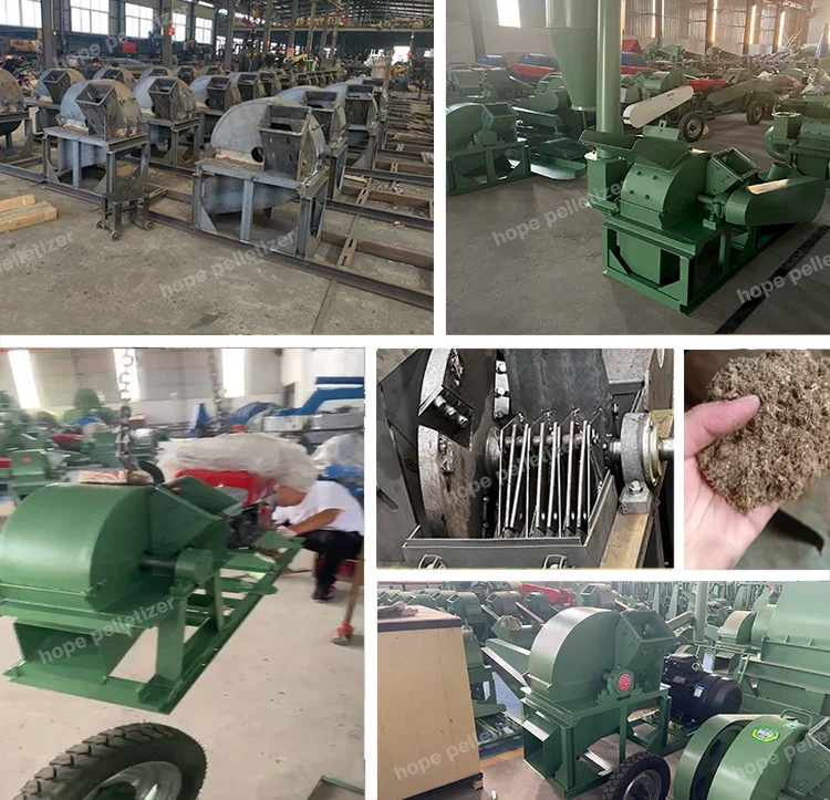 Diesel Driven Bamboo Wood Grinder Small Trunk Sorghum Rod Straw Crusher with Engine Bearing Core Components Named Wood Chipper