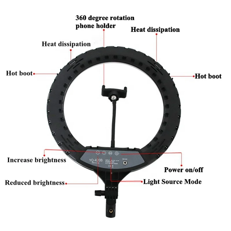 16 Inch Live Streaming LED Fill Ring Light Live Broadcast Circle Lamp Video Studio Smartphone Selfie Film Vlog Beauty Video Blog