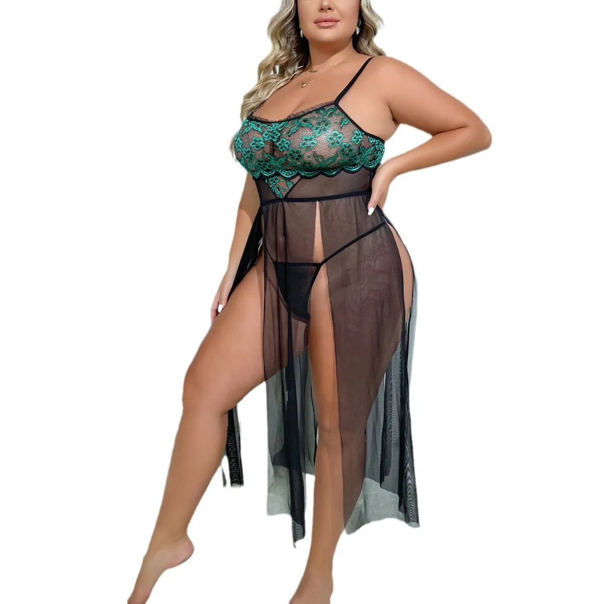 Sexy 4x Lingerie Bodysuit Plus Size Seethrough Transparent Simple Underwear  Babydoll with Panties