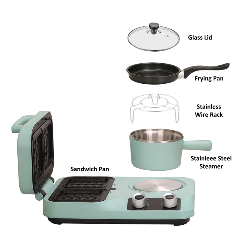 Retail 4 in 1 Breakfast Maker Detachable Sandwich Maker Automatic Toaster and Boiler