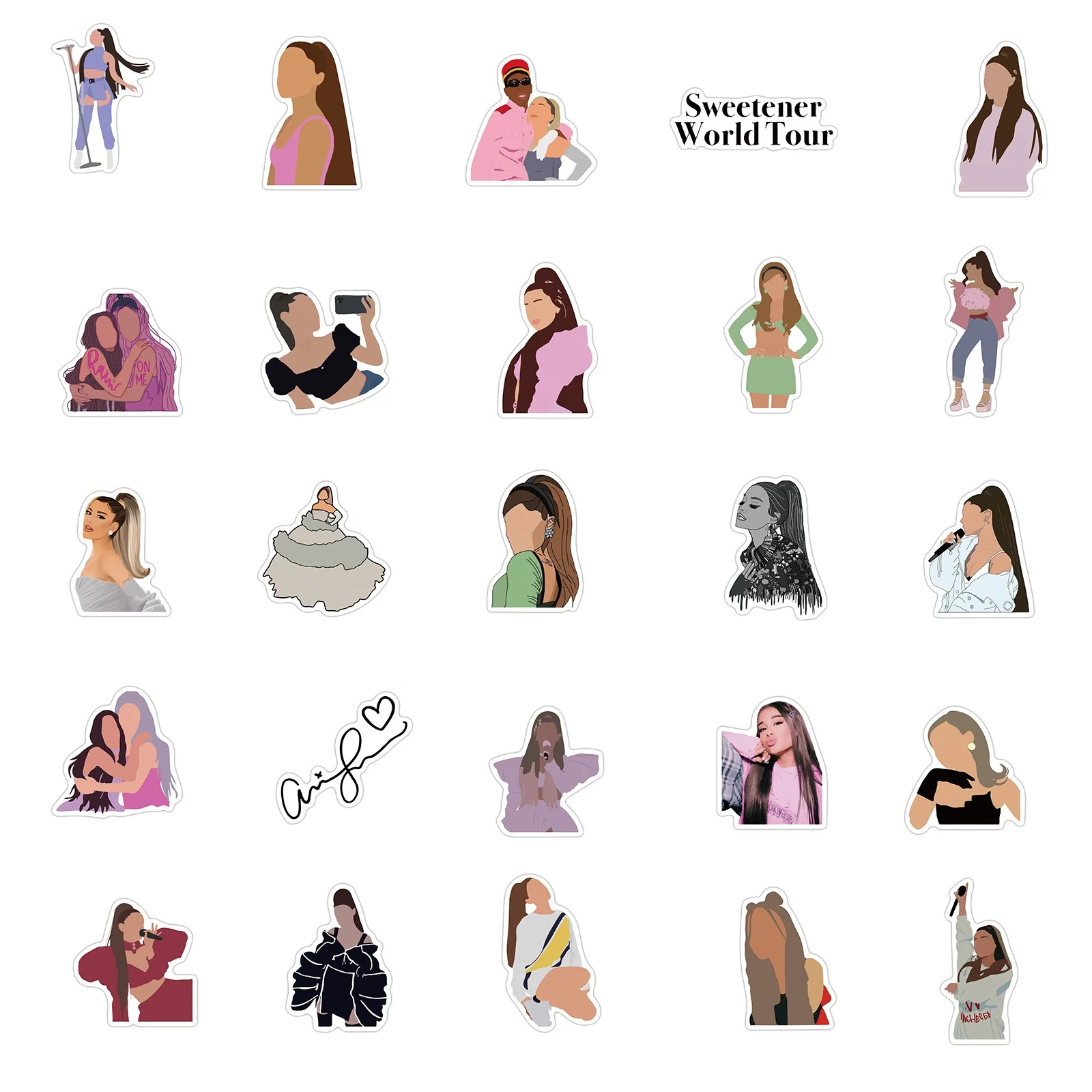 Ariana Singer - Set Da 50 Adesivi In Vinile Fustellati, Decorazioni Per Laptop, Telefono, Bottiglie, Valigie, Resistenti All'acqua