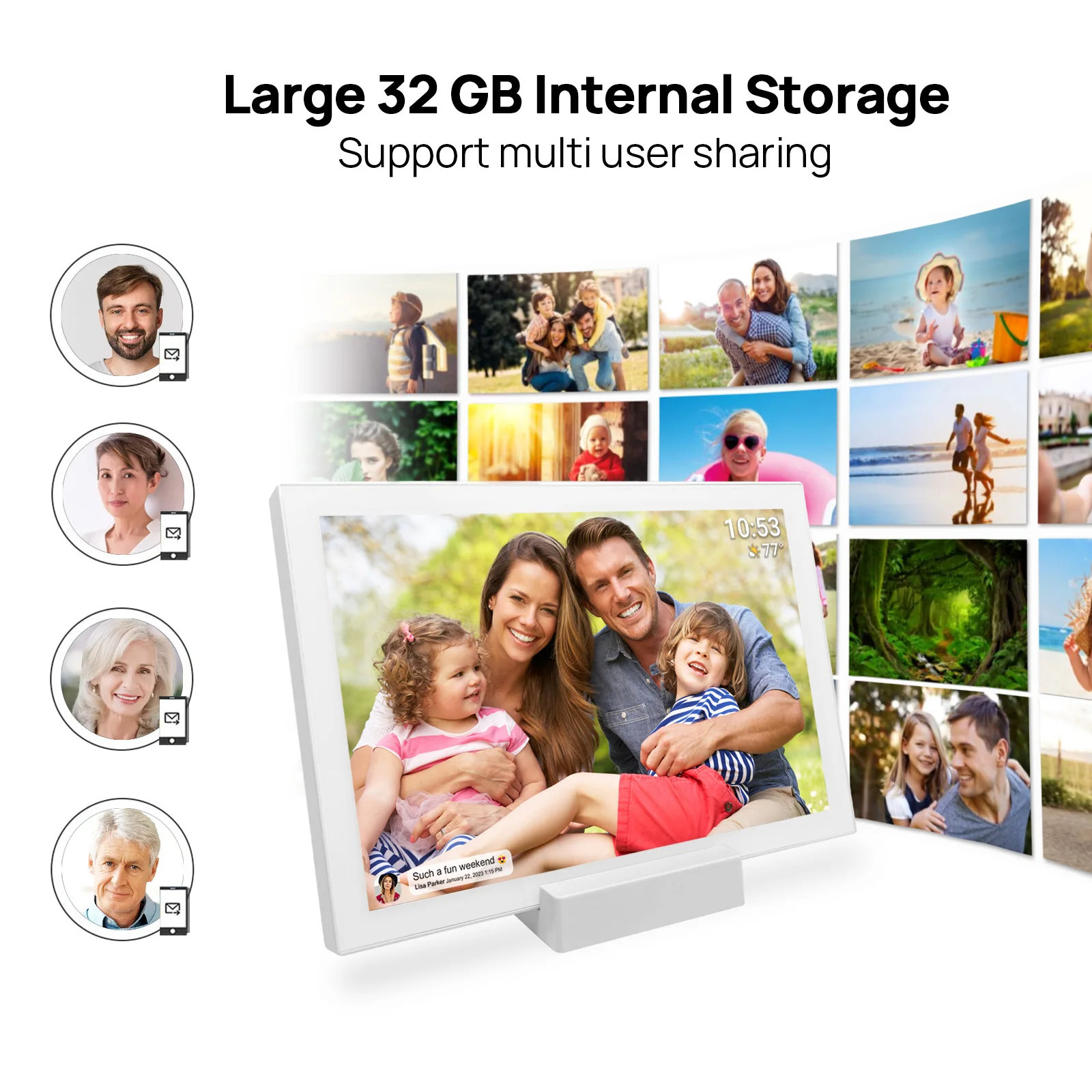 Delicate Picture Quality, Bright Colors, for You to Present a Vivid Visual Feast Frameo with Battery WiFi Digital Photo Frame