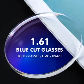 Blue Cut Lens 1.61 UV420 Blue Light Blocking AR Coating Clear Resin Optical Glasses HMC EMI UC HC Coating Single Spherical