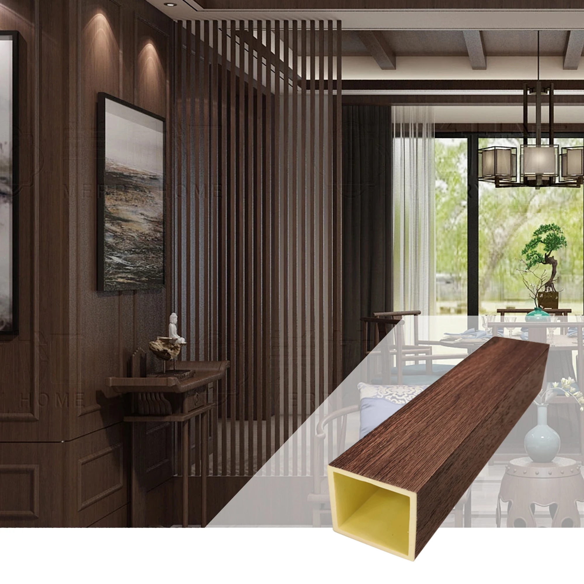 Melinco Easy Install Outdoor Indoor WPC square Tube 50mm Ceiling Tile Wholesale PVC Ceiling Panels for Sale