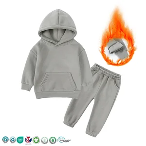 Solid Pattern Cotton Girls Clothing Sets-Custom Logo Sweatpants and Hoodie for Kids