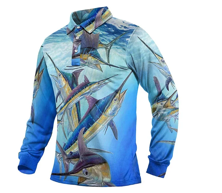 Sublimation Long Sleeve Fishing Shirts Uv Protection Quick Dry