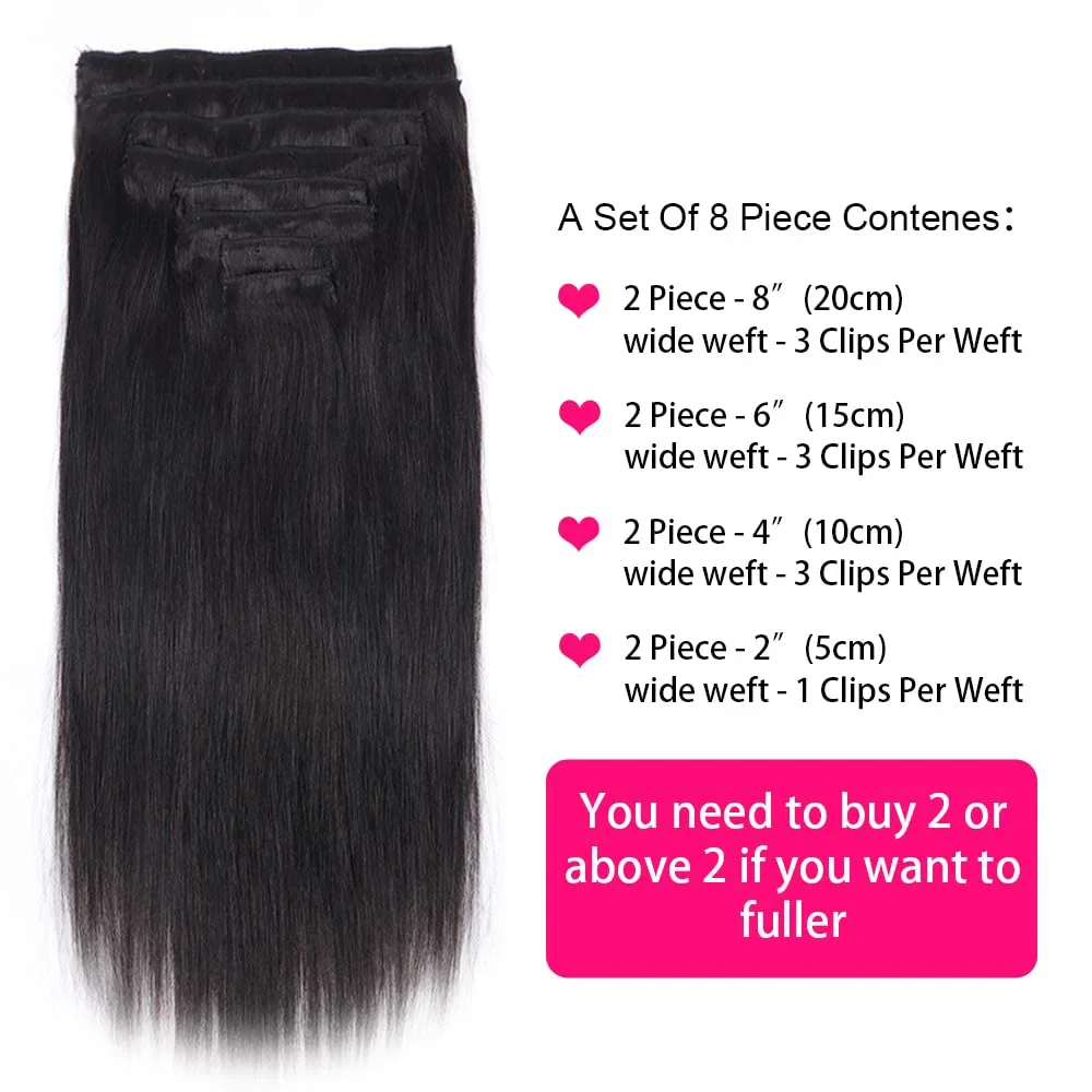 Clip-in-Haarverlängerung, 120 g, doppelter Schuss, jungfräulich, brasilianisches Echthaar, natürlich, für schwarze Frauen_voghion.com