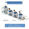 Blue+White-1 Seasoning Pot + 3 Seasoning jar + Tray + 3 Spoons