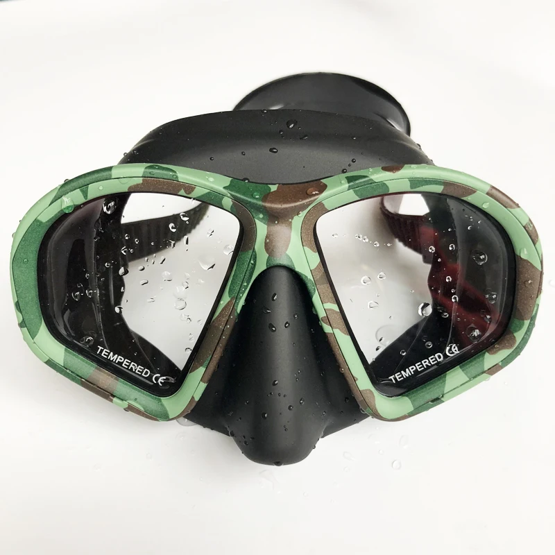Scuba Diving Spearfishing Low Volume Silicone Camouflage Dive Mask 