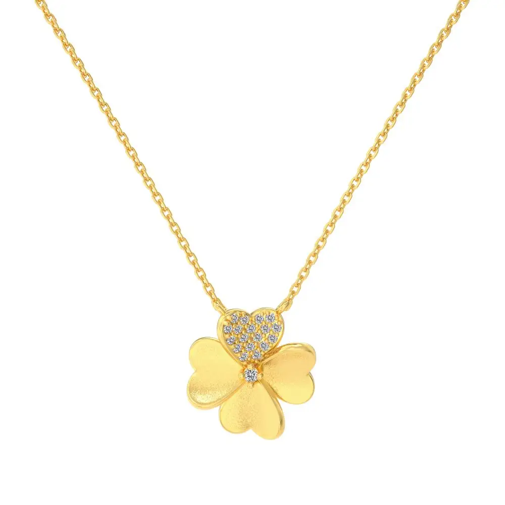 KAKODIY Lucky Four Leaf Clover 18K Gold Plated Zircon Jewelry 925 Sterling Silver Necklace detail 4