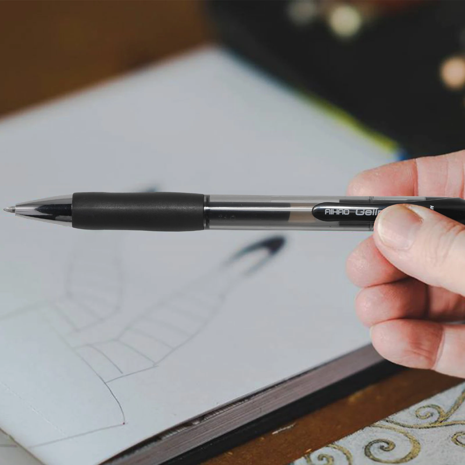Retractable Gel Pen With Black Ink For Office And School Supplies_voghion.com