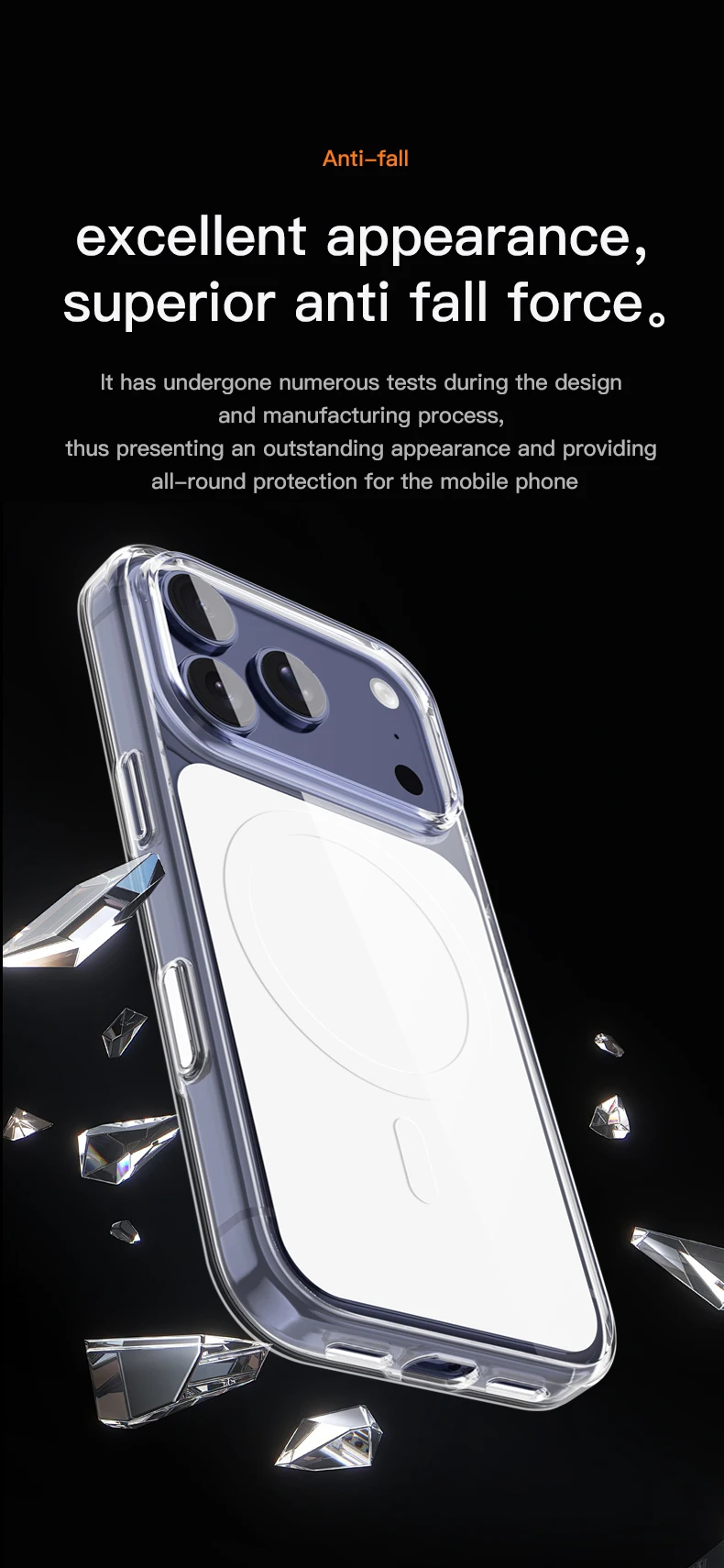 product tpupc phone case with anti yellow ultra magnetic crystal material anti fingerprint texture phone case for iphone 17 pro max-8