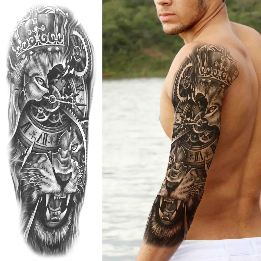 1 Sheet Lion With Crown Tattoo Sticker , Waterproof Temporary Tattoo for  Men, Disposable Fake Tattoo for Women Arm Leg Body Art Animal Tattoo |  SHEIN EUR