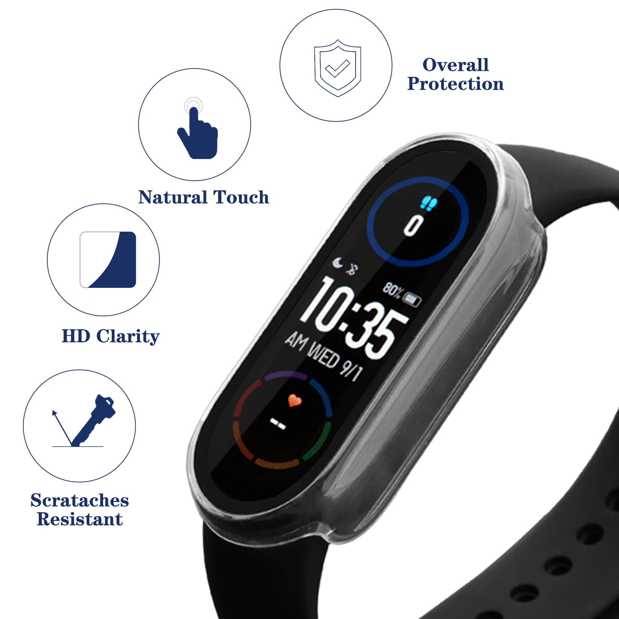 Роскошный чехол-рамка для часов из поликарбоната Xiaomi Mi band 3 4 5 6 защитный чехол экрана + пленка
