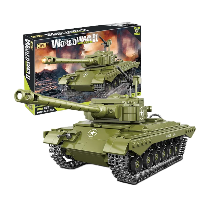 CAYI New WW2 Military Tank Toy M26 PERSHING military toy set Heavy Mini Tank Building Blocks Set Weapon Brick Toys for children