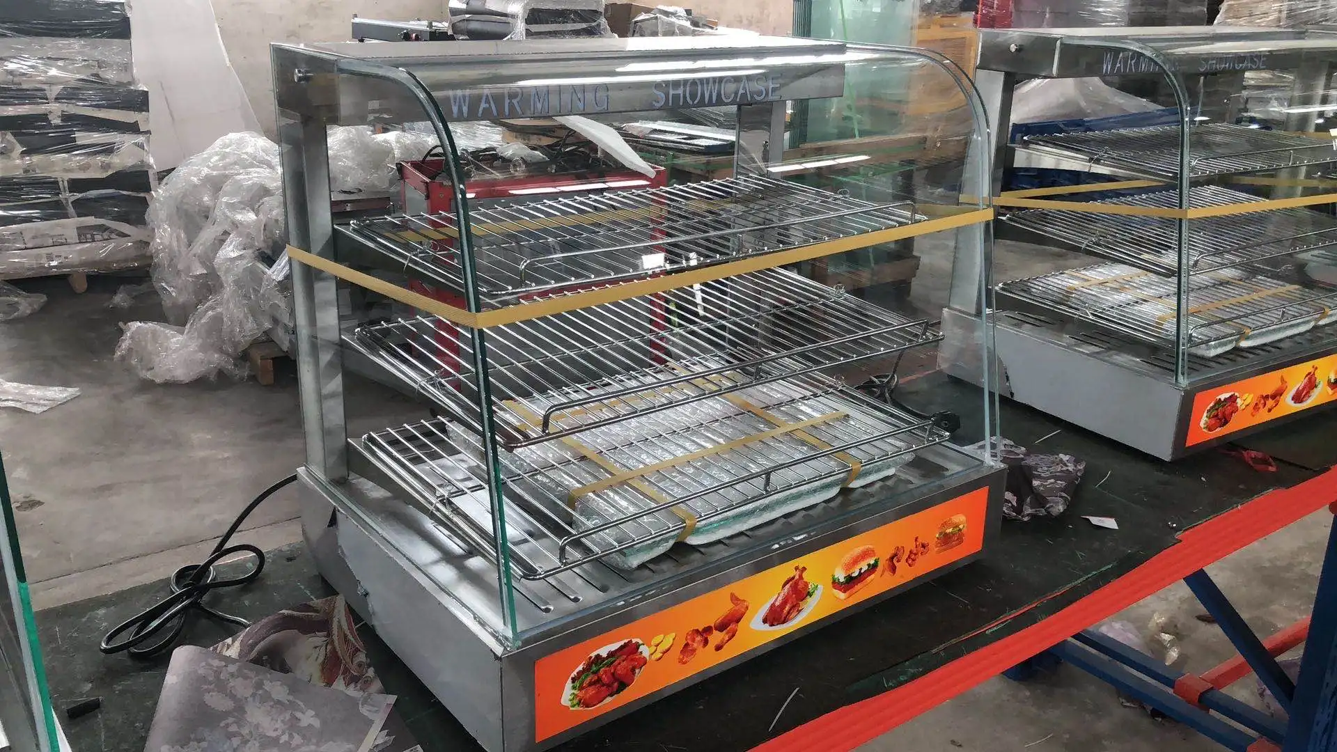 3 Layers Snack Food Warmer Restaurant Commercial Food Warmer Display Showcase Glass Display Showcase factory