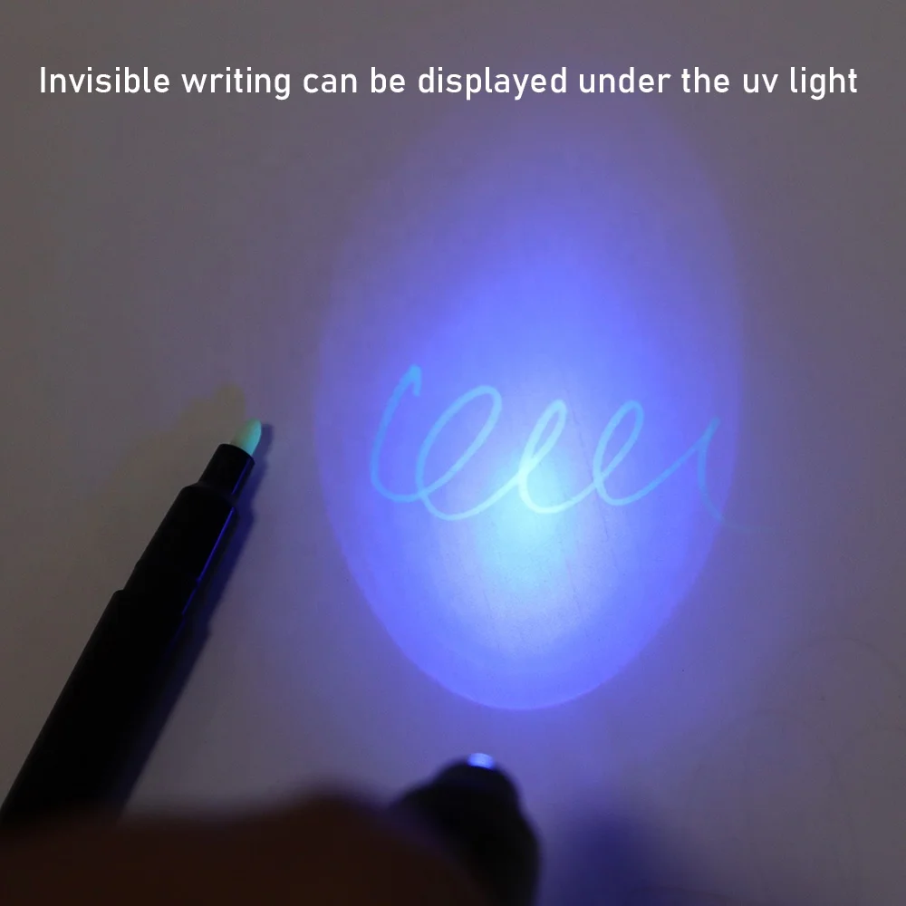 Hot Selling Logo Sports Pen Promotional Magic Invisible Ink Spy Pen with UV Light Plastic Material