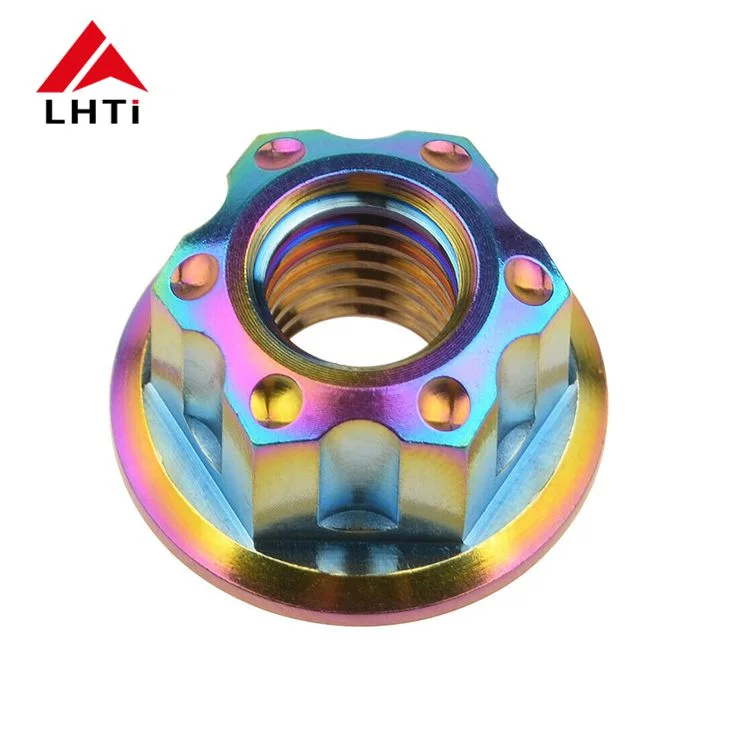 Gr5 titanium flange nut titanium rear wheel axle spindle nut for motorcycle