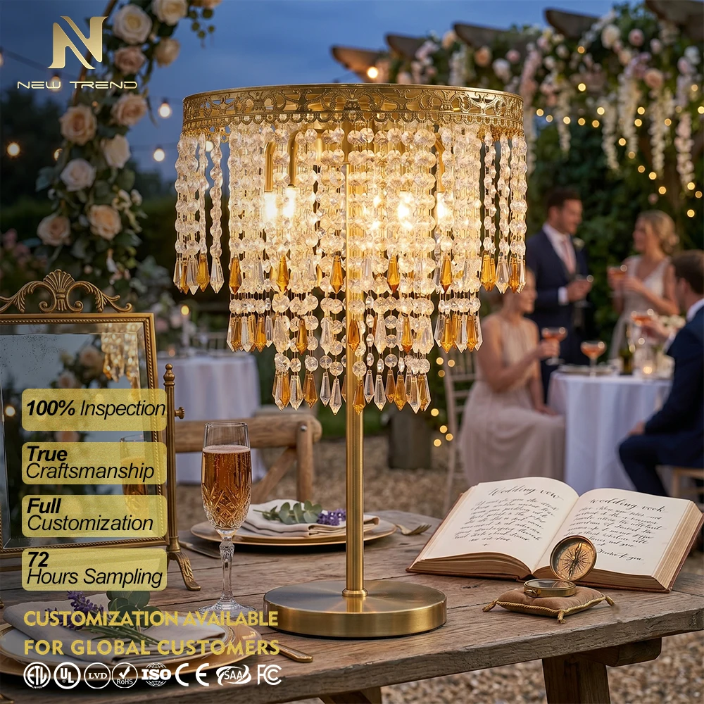cPL-500 Luxe draadloze kristallen tafellamp – aanraakdimmer, oplaadbare LED-middelpunt voor bruiloften en evenementen