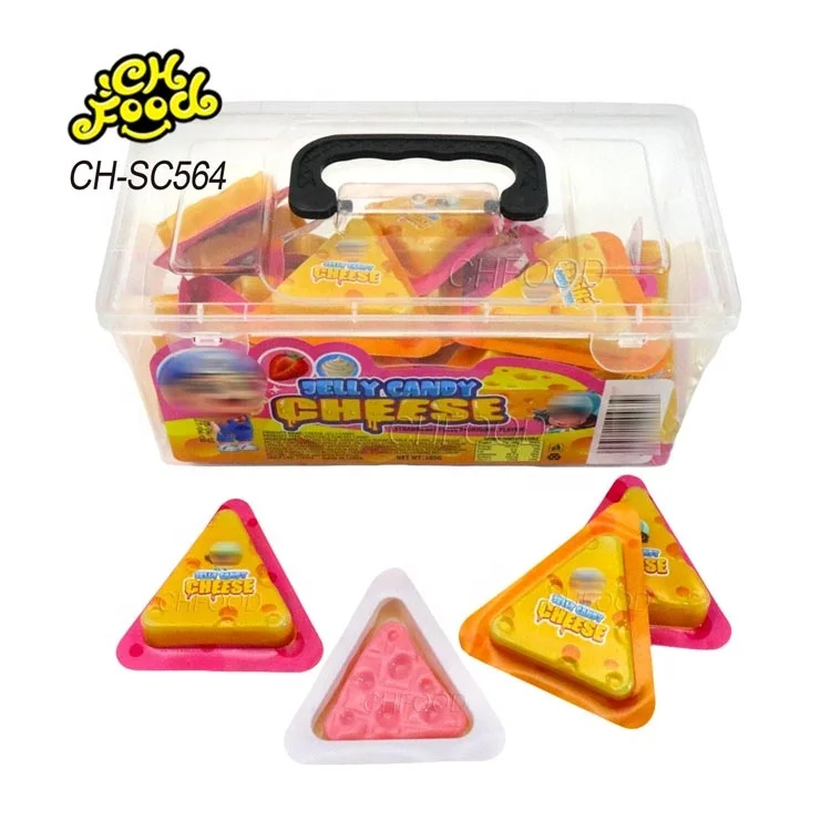 Low MOQ Wholesale New 3in1 Fruit Mango Strawberry and Milk Flavor 3d Cheese Shape Gummy Jelly Soft Candy Sweets Snack