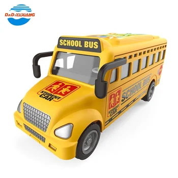 Battery Operation Plastic Electric Toys Bus, Musical And Flashing Light Educational Cartoon Yellow Electric School Bus Toys