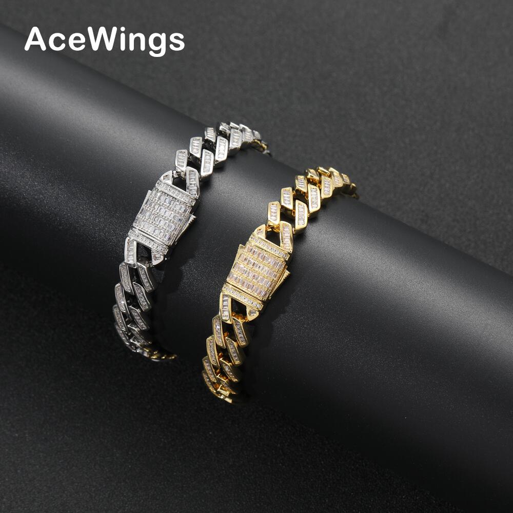 アクセサリー bb BB022 12mm Brass Setting Zircon Bracelet - Hip Hop Iced Out