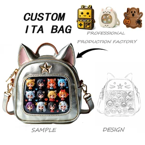 Factory Wholesale Cute Cat Shape Shoulder Ita Bag Customized Cool Girls Daily Life Ita Handbags