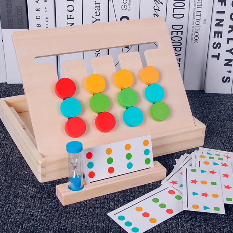 Montessori Logic Games Early Color Math Education Toy for Kid Wooden Four Color Game