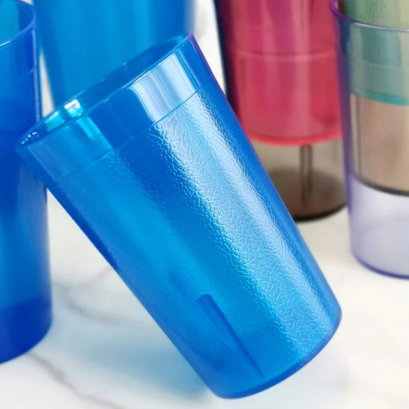 Frosted Drinking Glass Reusable Plastic Blue Translucent Glass 20oz AS  Acrylic PC Frosted Cup