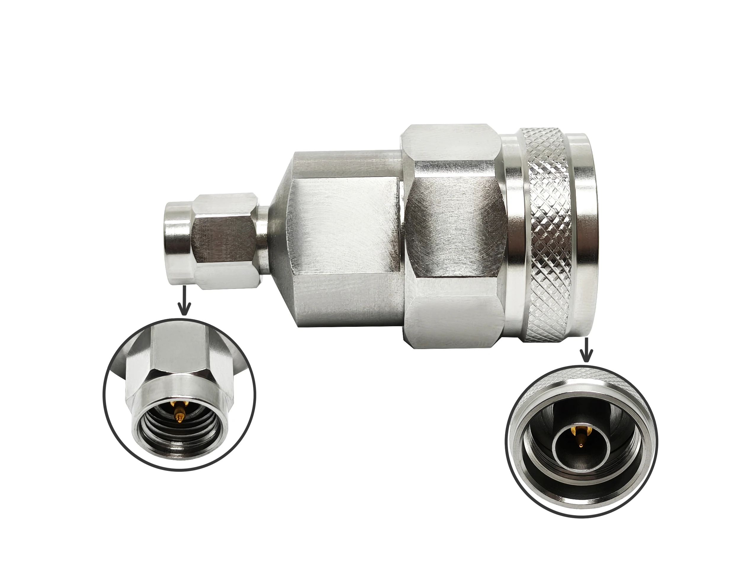 Stainless Steel N Male to SMA Male RF Adaptor Connector