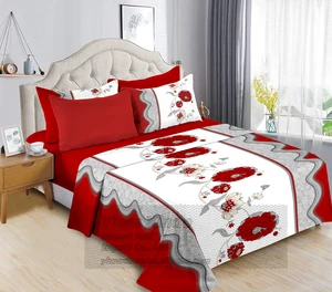 Ready to Ship Bright Colors Fitted Sheet with Pillowcases 6 Pcs Bed Sheets Set Wholesale Bed Bedding