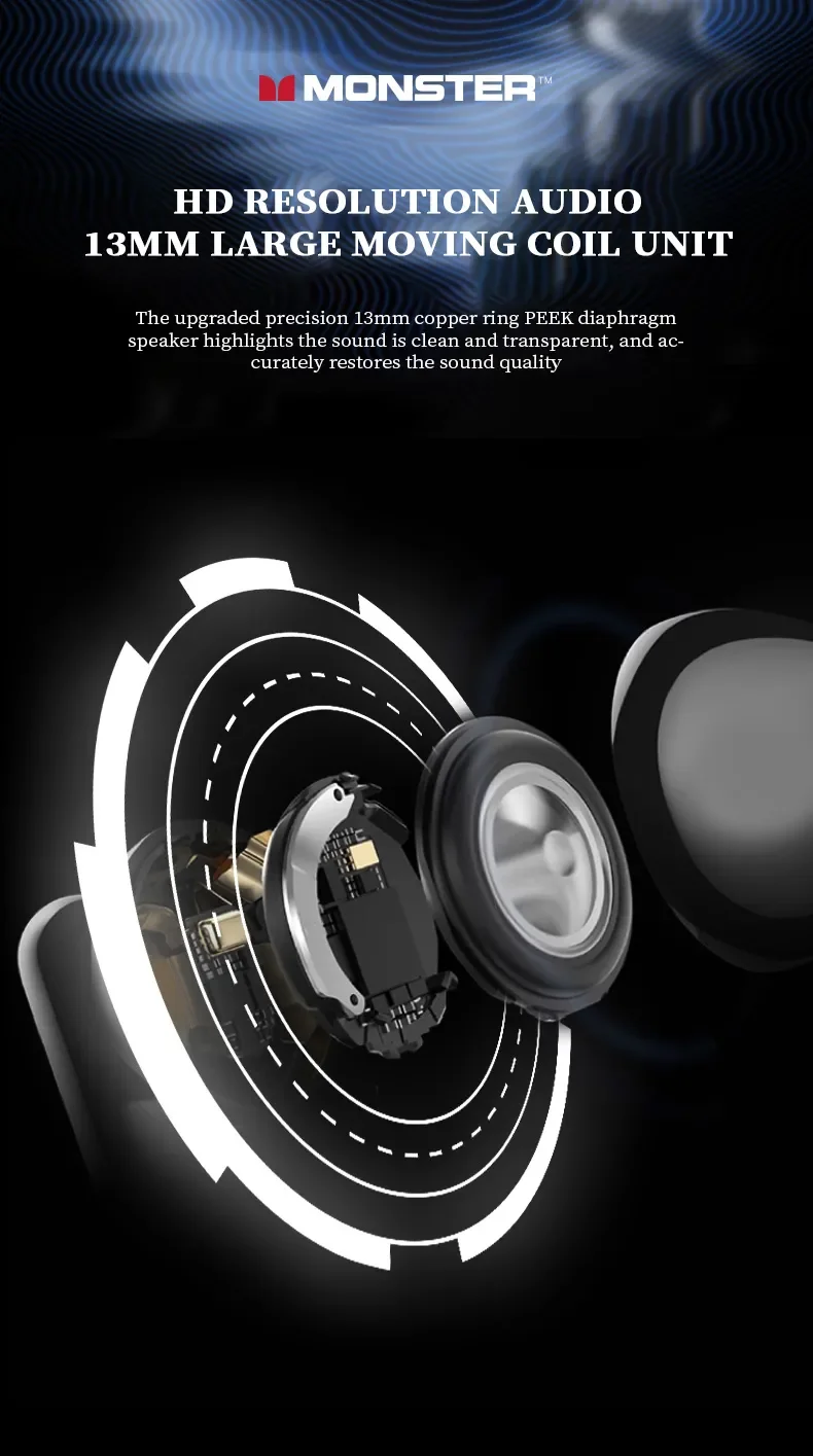 Monster Airmars XKT03 Earbud Gaming In-ear Earphone True Headphone Wireless ANC Call Noise Cancelling Wireless Headphones