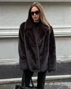 High-Quality Long Plush Outerwear Overcoat Women Thick Warm Autumn Winter Faux Fur Coat Lady's Fluffy Jacket