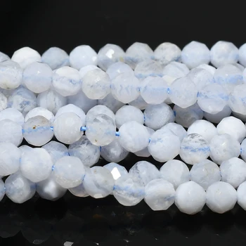 Natural Blue Lace Agate Faceted Round Beads 3mm For Jewelry Making