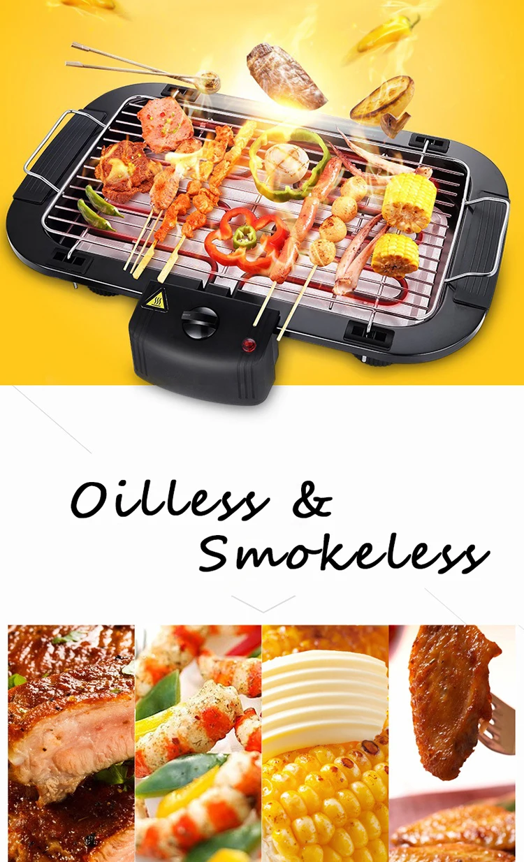 2000W Electric Heating Smokeless Barbecue Grill Indoor Carbon free electric  Furnace BBQ JBQ-01A