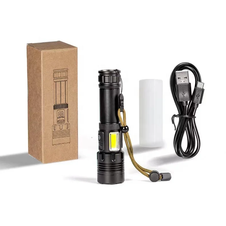 High Quality Factory Multifunction Tactical Torch Long Range USB Rechargeable Zoom Focus XLM P70 LED Flashlights 5000mAh 26650