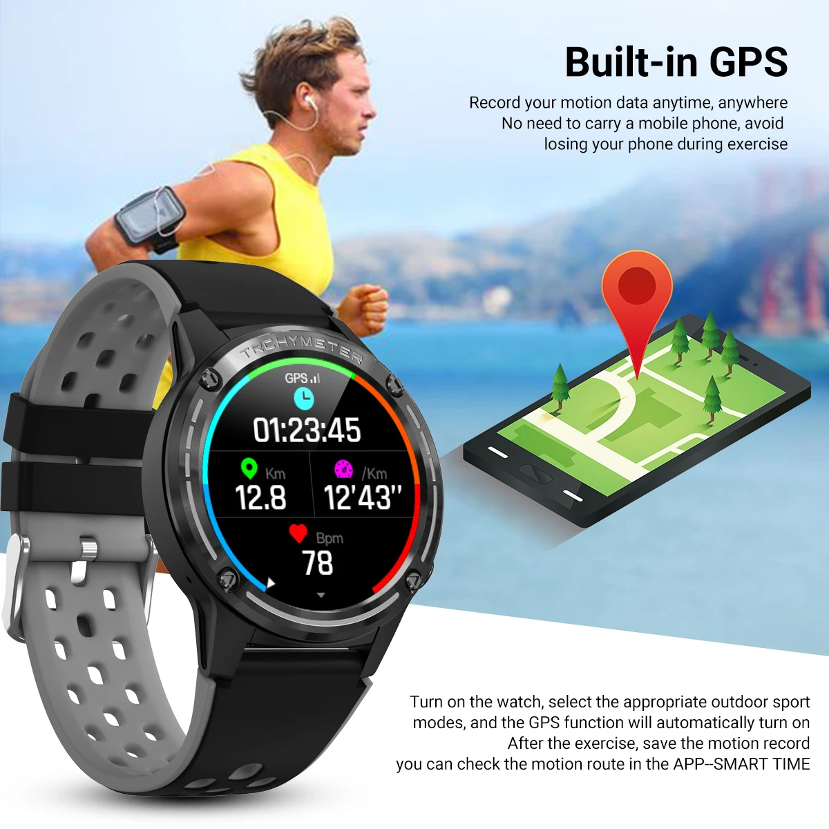 Höhenmesser Wanderuhr Gps SUNROAD Smart GPS Heart Rate Altimeter